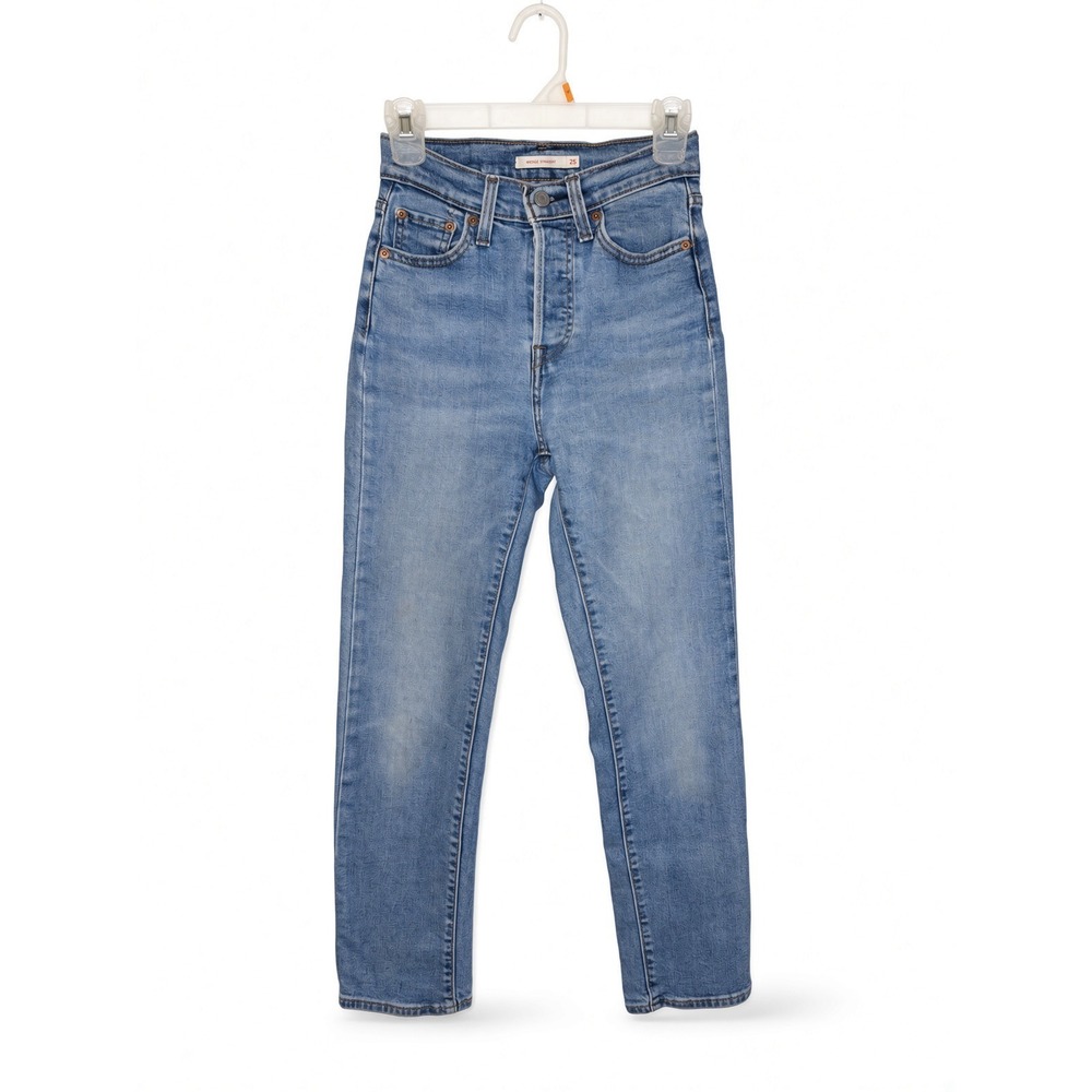 Levis Wedgie Straight Leg Jeans Medium Wash Blue Denim High Rise 25